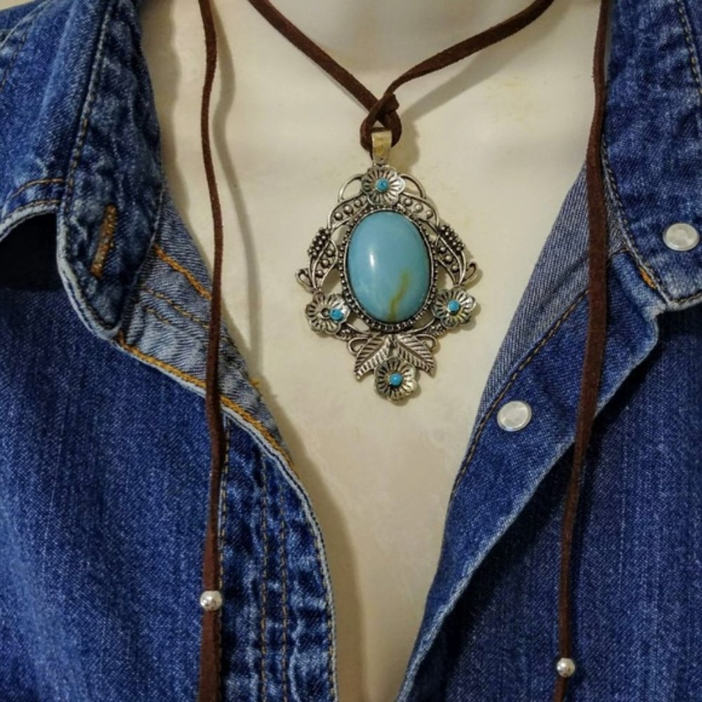 Amazonite Bohemian Choker Pendent - Picture 3 of 6